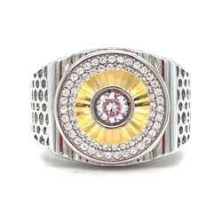 925 Sterling Silver CZ Two Tone Ring 8.30g Size 11 180344