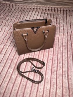 Brown Structured Handbag with Crossbody Strap