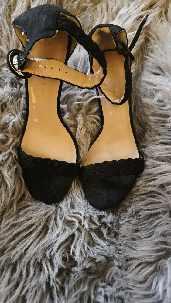 Diva Black Suede Heels Shoes 7 1/2 Women Halloween