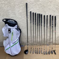A Collection Of RH Golf Clubs & TaylorMade RBZ SpeedLite Golf Bag
