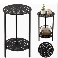 Rust Resistant Metal Side End Table Plant Stand for Indoor Outdoor Size Height 23", Diameter 13" New Condition