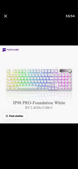 FURYCUBE IP98 Foudation Keyboard, 98 keys with Knob Transparent Keyboard.