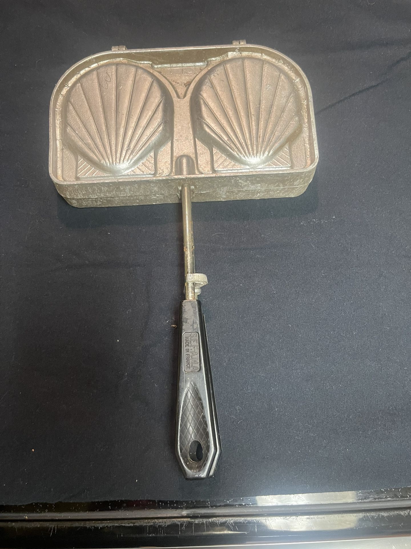 Vintage SEFAMA cast aluminum shell sandwich press made in France