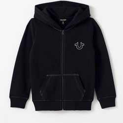 BOYS STITCH LOGO ZIP HODDIE 