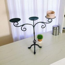 Twisted Wrought Iron Floor Candle Holder Candelabra