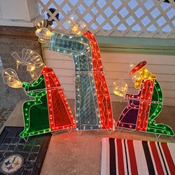 Lighted 3 Wise Men Metal & Acrylic Christmas Figures 