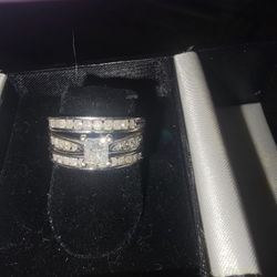 💎 Real Diamond 3-Piece White Gold Wedding Ring Set – 14K & 10K – Size 6.5