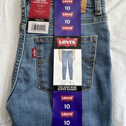 Levi's Youth Girls 720 High Rise Super Skinny Stretch Jeans Size 10 New With Tag