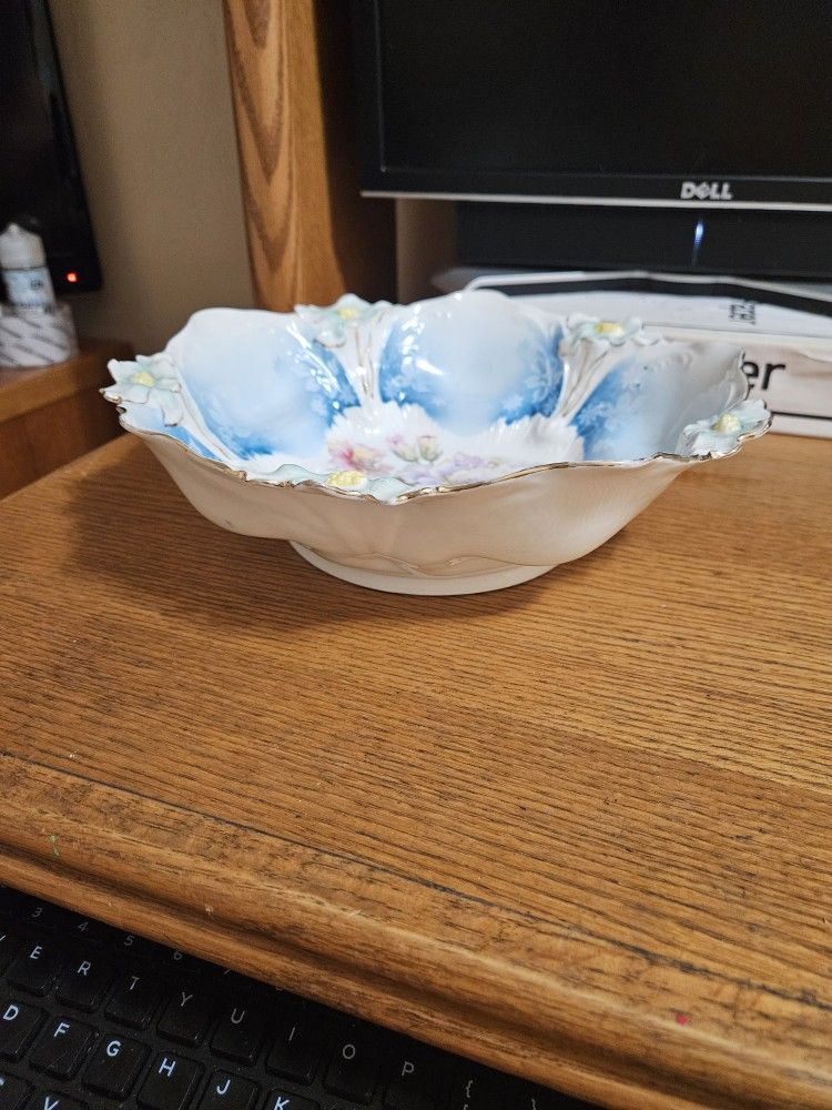 R S Prussia Porcelain #37 Blue Bowl Vintage