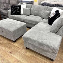 Super Comfortable 3-pc Sectional Sofa With Storage Ottoman New In Box