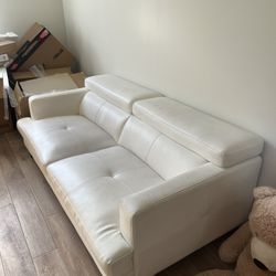 White Leather City Furniture Sofa 