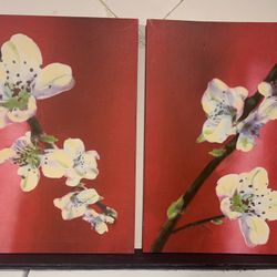 Two 12x 16 Flower Paintings 