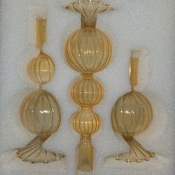  Glass Candlestick Holders Glass Candle Holders Groovy Wavy Elegant Taper Candle Stick for Wedding Home Birthday Party Christmas Halloween Decoration 