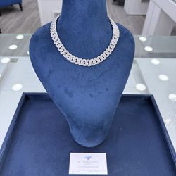 Chain White 1ok Gold Diamonds Real 13 Mm By 18 Inch 