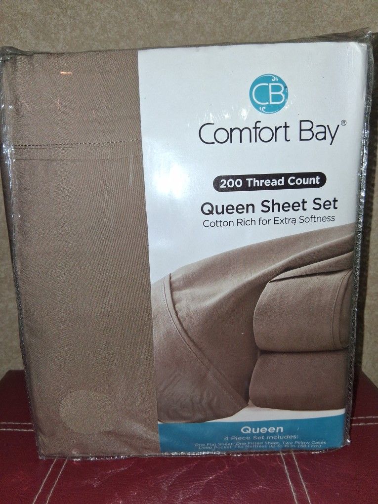 Comfort Bay 200 Thread Count Brown Queen Size Sheet Set 