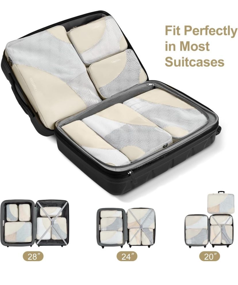 6 Set Packing Cubes for Travel, 4 Various Sizes(Large,Medium,Small,Slim), Luggage Organizer Bags for Travel Accessories Travel Essentials, Travel Cube