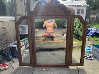 Solid oak wood framed mirror