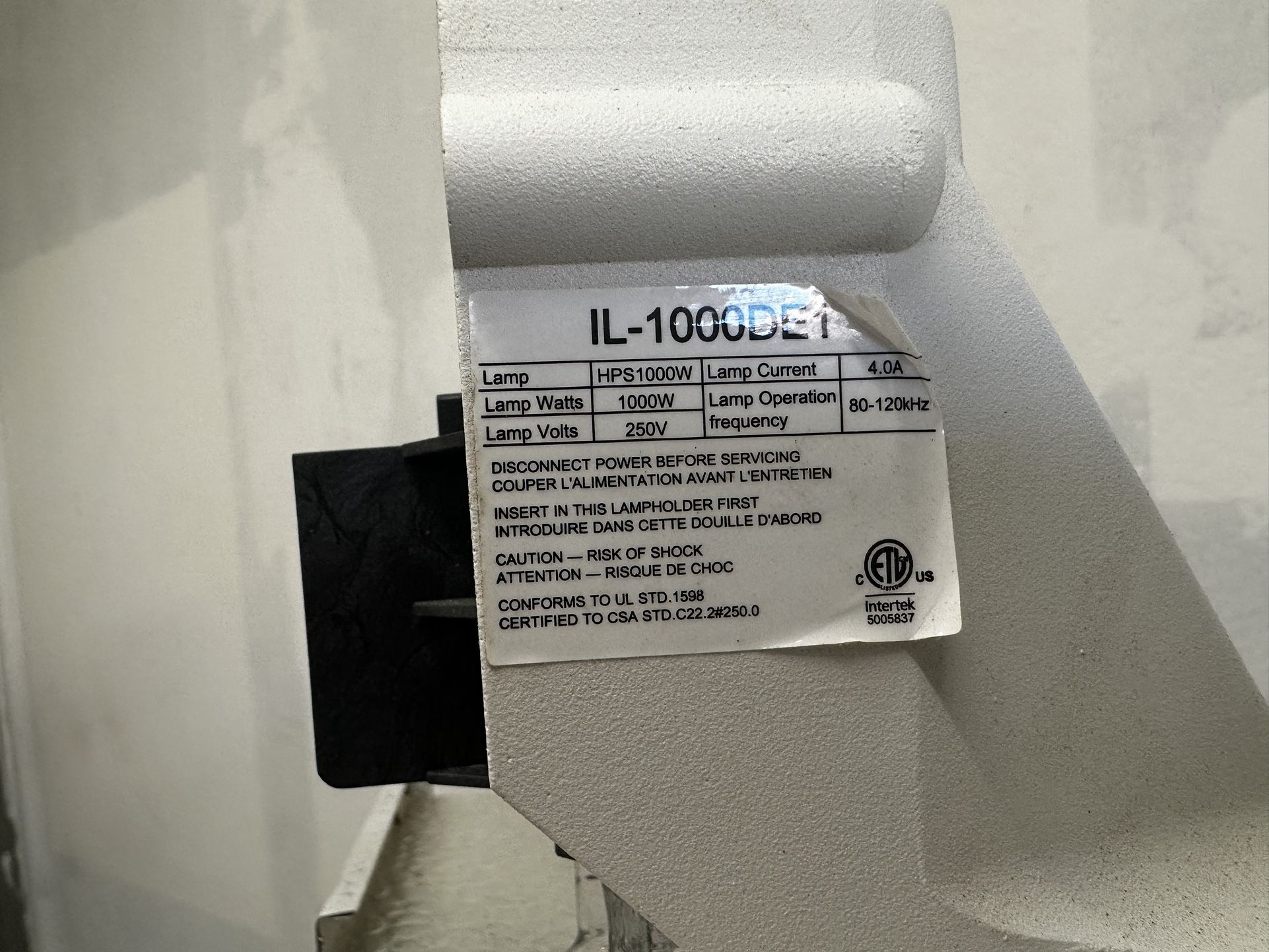 18 Lights HPS1000W Lamp Current 1000W Lamp Operation 250V