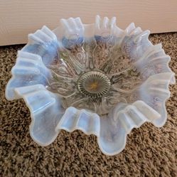 Dugan Glass Opalescent Keyhole Footed Bowl Antique 1900's