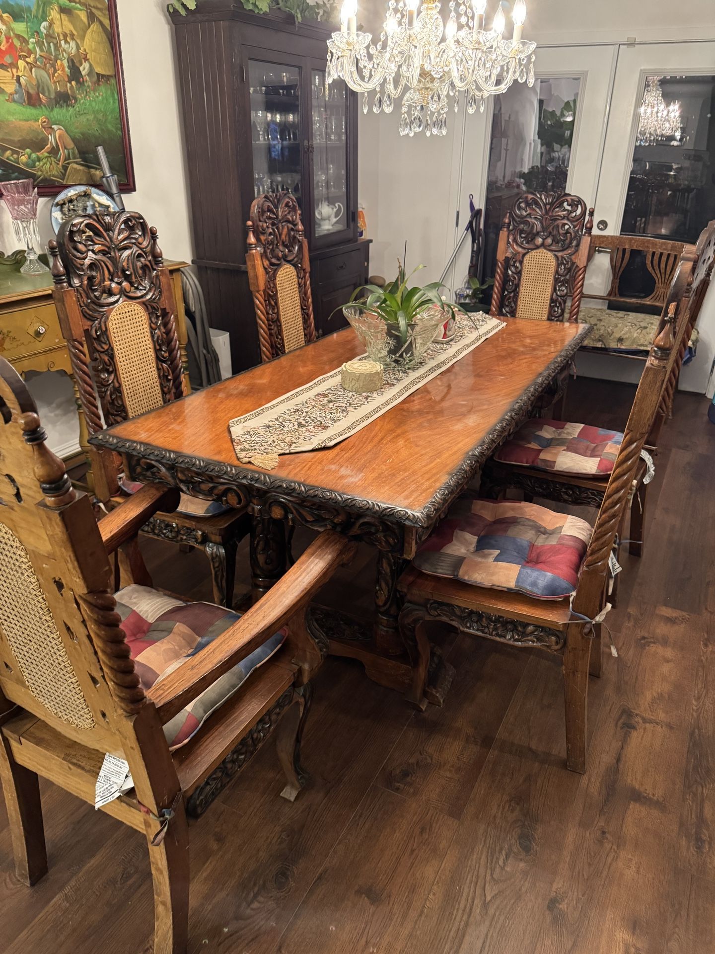 Antique Dining Table with 6 Chairs