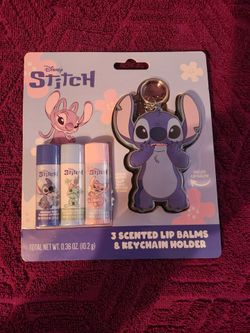 Stitch chapstick with Keychain chapstick holder