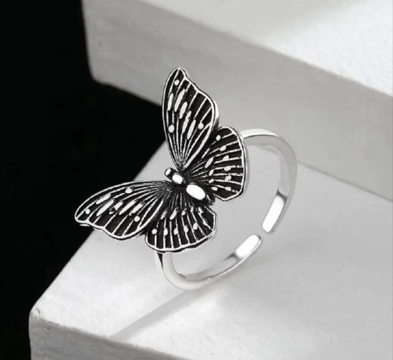 Retro Butterfly Open Ring - Adjustable Size S 925