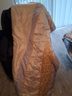 Gold Floral Embroidered Comforter