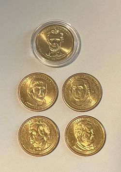 Lot of 5 One Dollar Presidential Coins