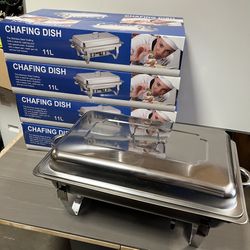 Set Of 4 10 Quart Stainless Steel Chafing Dish Food Warmer Chafer Buffet Tray