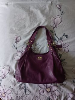Vintage Coach Plum Purple Leather Shoulder Bag Purse EUC