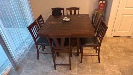 Counter high square kitchen table w/ 7 chairs
