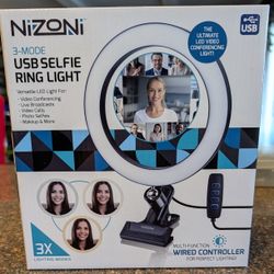 NiZoni 3 Mode USB Selfie Ring Light - New!  $15