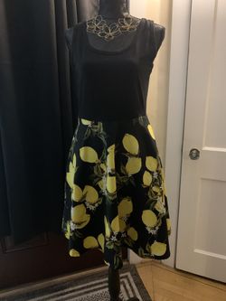 Black and Yellow Lemon Print Dress