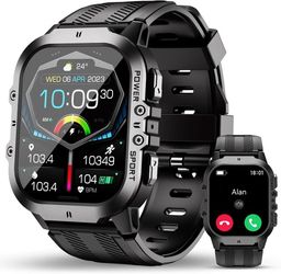 OUKITEL BT20 Military Smart Watches for Men(Answer/Make Calls), 1.96'' Fitness Smart Watches for Android/iPhone