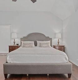 Ethan Allen Gray King Bed With Mattress