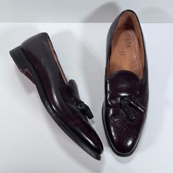 Stafford Brown Leather Brogue Wingtip Tassel Slip On Dress Shoes Men 10.5B