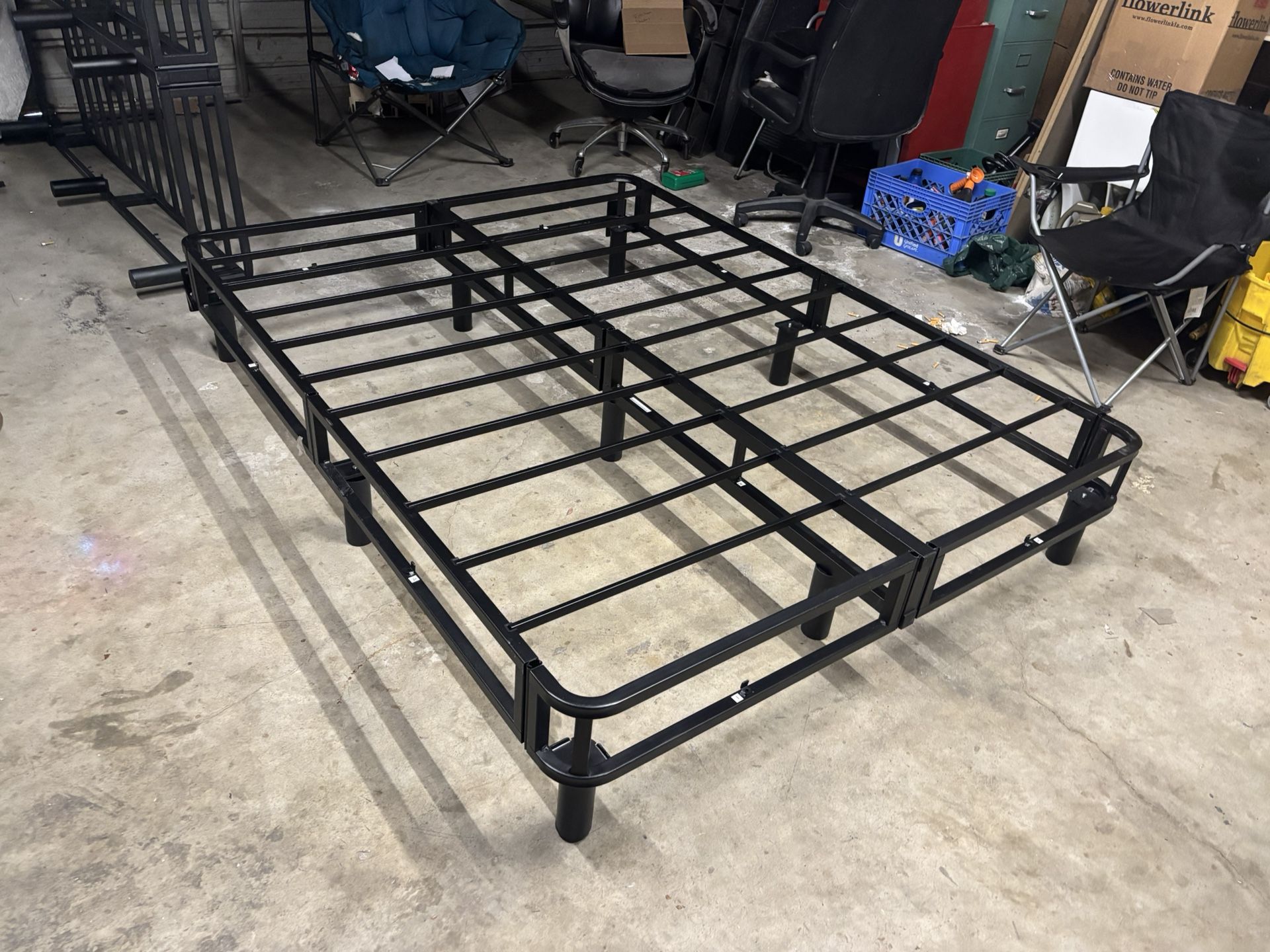 Queen Size 14” Metal Bed Frame W/ Cloth Cover (( BRAND NEW ))