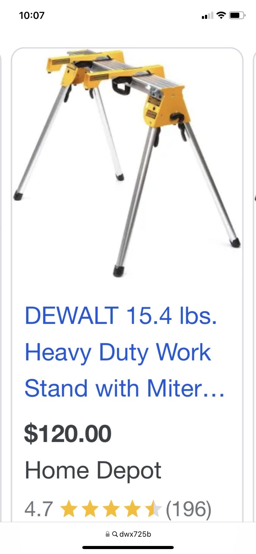 Dewalt Work Stand with Miter Saw mounting brackets