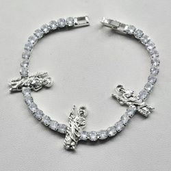White Gold Plated San Judas Bracelet