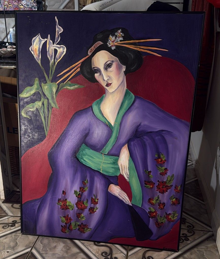 Geisha in a Purple Kimono". 30x40