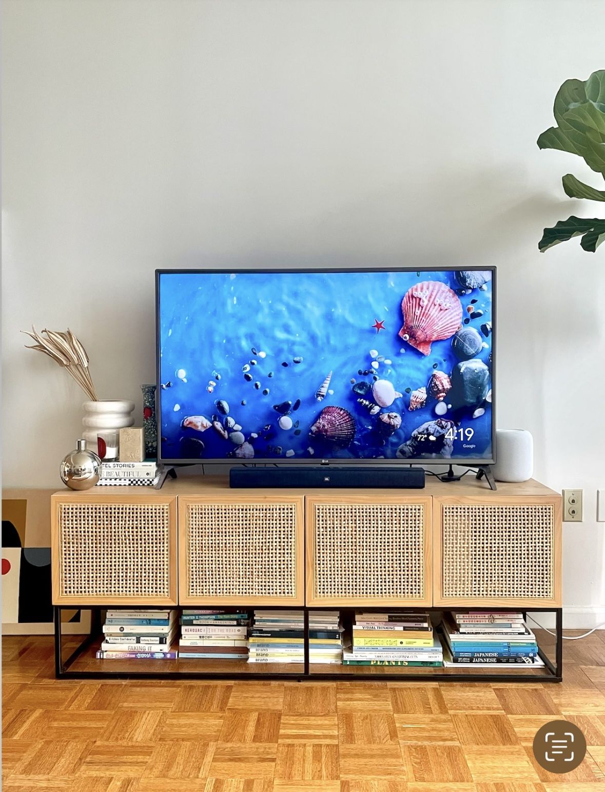 Rattan Woven TV Stand for TVs up to 60"