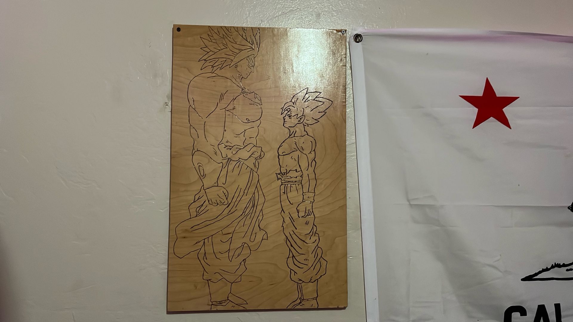 Goku And Broly Wood Carving
