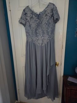 .
Free, Women's formal Dress slate blue, floor length, chiffon material. Free,