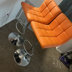 Adjustable Orange Bar Stools