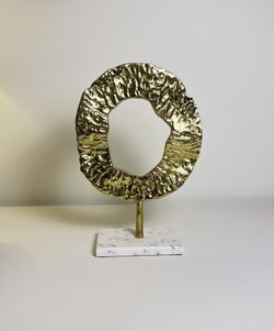 Elegant Modern Marble and Gold Sculpture 13“