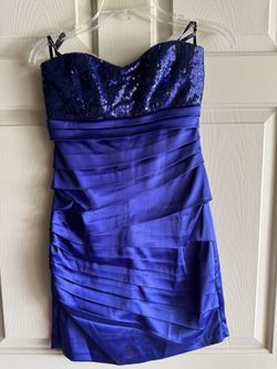 Strapless Purple Satin Dress With Sequins
