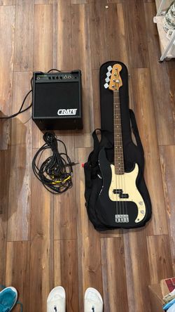 Bass Guitar, Crate Amp, and Cables Bundle