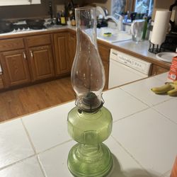 Vintage Oil Lamp Green