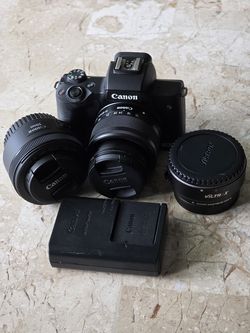 Canon EOS M50 Camera Bundle | 15-45mm + 50mm f/1.8 STM + Viltrox Adapter