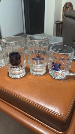 Collectible Beer mugs clear glass heavy